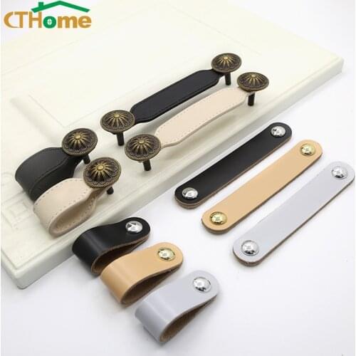 Dresser Handles Drawer Pulls Equipment Cabinet Kitchen Black Modern Door Knobs And Handles For Furniture Wardrobe Soft Leather