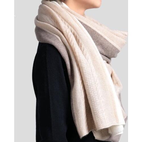 Knitted Real 100% Cashmere Wool Scarf Women Soft Warm Long Wrap Shaw Luxury Winter Scarf For Women Blanket Foulard Femme Stole