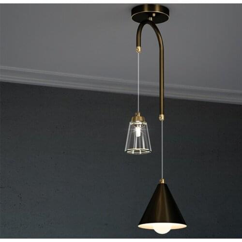 Nordic Crystal Pendant Lights Brass Double-Head Led Hanging Lamp Living Room Decoration Bedroom Bedside Light Modern Chandeliers