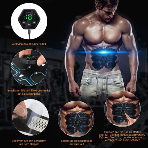 6 Mode 19 Level LCD Display Muscle Stimulator EMS Abdominal Hip Trainer Toner USB Abs Fitness Training Home Gym Body Slimming