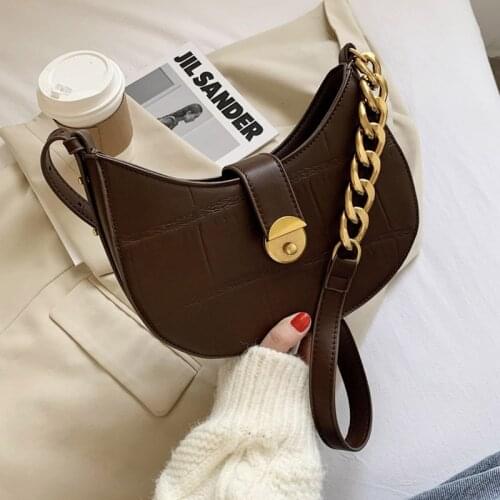 Vintage Saddle Bags Stone Pattern PU Leather Crossbody Bags for Women 2020 Winter Female Travel Shoulder Handbags and Purses