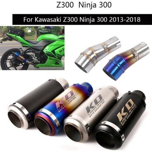 For Kawasaki Z300 Ninja 300 2013-2018 Exhaust Pipe Motorcycle Mid Link Tube Slip On 51mm Muffler Escape DB Killer Reserve Cat