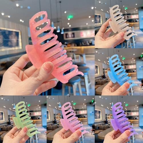 Large Size Hair Claw Hairstyles Diy For Makeup Bath Ponytail Clip Candy Color Hairpin Geometric Barrettes Hair Accessories