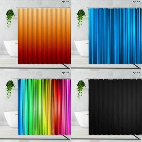 Orange Blue Black Green Shower Curtain Color Simple Vertical Stripes Bathroom Decor Curtains Waterproof Bathtub Screen With Hook