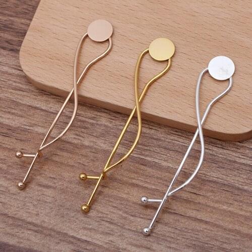 50 PCS Fit 10mm Cabochon Cameo Blanks Hair Clip Settings Metal Barrettes DIY Hairpin Base For DIY Jewelry Making