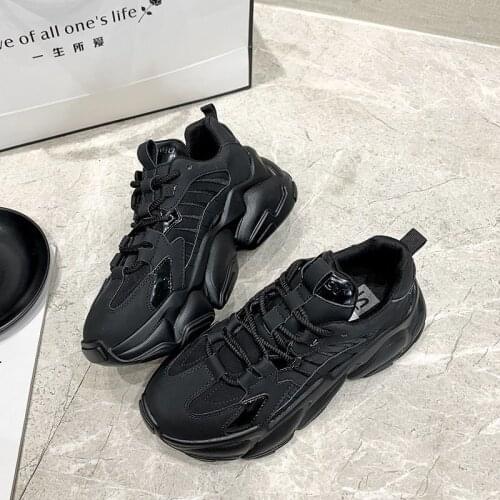 Women Chunky Sneakers Running Shoes Female Black White Platform Thick Sole Sport Casual Shoe Woman 5cm Fashion NewAdult