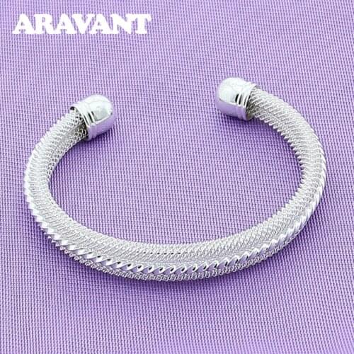 925 Silver Jewelry Luxury Open Cuff Bracelet&Bangle For Women Silver Jewelry