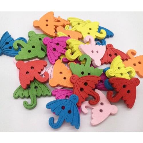 Umbrella Wooden Buttons Scrapbooking Natural Wood button Fashion clothes buttons for Clothing sewing Accessories