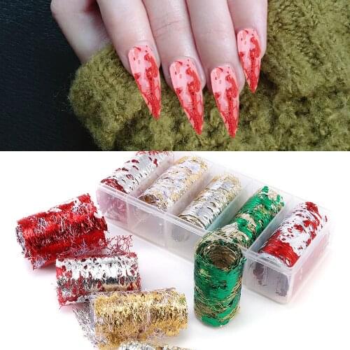 10 Rolls/Box 3D Autumn Aluminum Mesh Stickers on Nails Gold Silver Net Line Hollo Slider Decal Nail Art Decoration Foils Strip