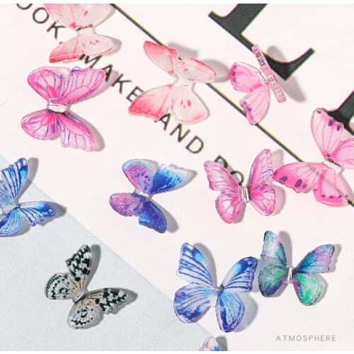 20Pcs 8mm Nail Art Butterfly Japanese-Style Net Red Three-dimensional 20PCS Resin Butterfly Nail Supply,3D Nail Art Supplies