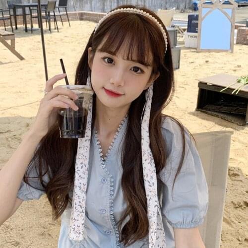 2021 hot sale super fairy pearl streamer headband girl sweet super fairy braided hair accessories hairpin headband