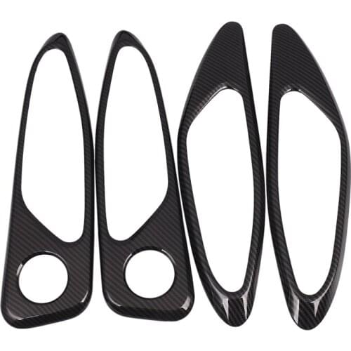 4Pcs Carbon Fiber Style Abs Plastic For Alfa Romeo Giulia 2017 2018 Car Chrome Interior Door Handle Frame Cover Trim Accessories
