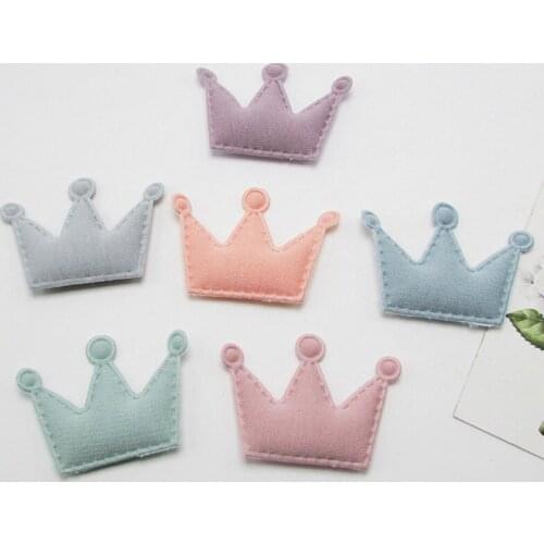 40pcs 5.2*3.7cm Hooded cloth crown Padded Patches Appliques For Clothes Sewing Supplies DIY Hair Bow Decoration free shipping
