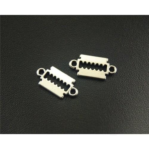 40pcs Silver Color razor blade Charm Connector DIY Necklace Bracelet Bangle Findings 7x17mm A1513