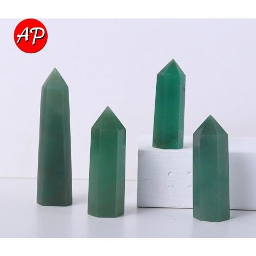 5-8cm Natural Quartz Column Green Aventurine Crystal Point Polished Mineral Collection Wand Ornament 1PC