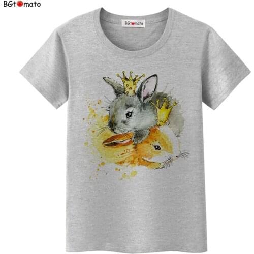 BGtomato Women Fruit Print Rabbit In The Crown Summer T-shirt O-neck Casual Short Sleeve Tee Tops Female Tshirt Woman Clothes