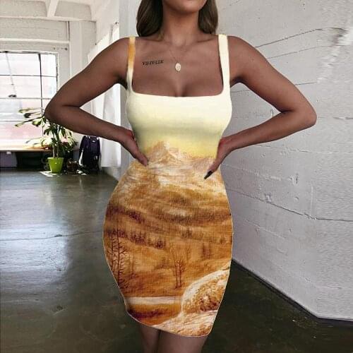 Giyu Brand Indios Dresses Women Forest Ladies Dresses Landscape Vestido Sexy Mountain Bodycon Dress Womens Clothing Club Beach