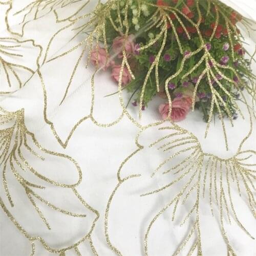 Bronzing Glitter Champagne Gold Mesh Lace Fabric DIY Wedding Dress Tablecloth Decoration Sewing Accessories