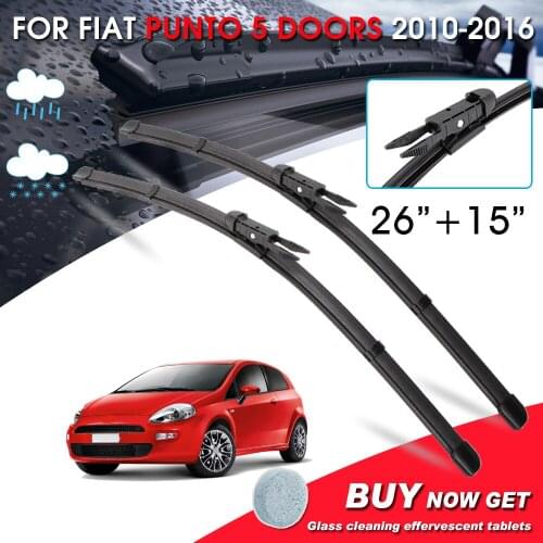 BROSHOO Car Window Windshield Wipers Blade For Fiat Punto 5 doors 26"+15" LHD&RHD Car Model Year 2010-2016 Auto Accessories
