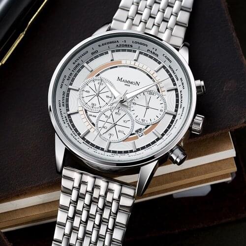 Men Watches Top Brand Luxury Stainless Steel Waterproof Three Eyes Calendar Quartz Watch Men Fashion Male Sport Military Watch
