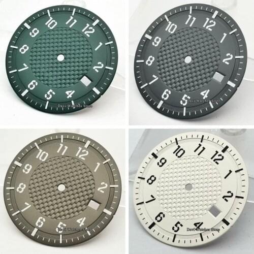 34mm Black/White/Green/Brown sterile watch dial face parts fit NH35 NH35A automatic movement