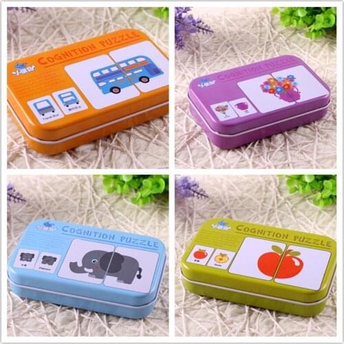 Coogam 32pcs Matching Card Baby Cognitive Puzzle Flash Cards Montessori Education English Chinese Match Card for Kids Toddles