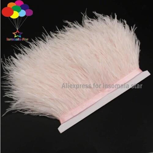 Baby Pink Dress cloths making Trimming Ostrich Feather Fringe clothes accessory