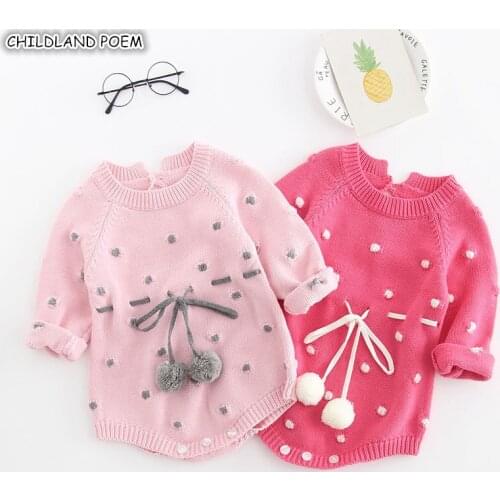 Baby Girl Romper Autumn Newborn Knitted Baby Clothes For Girls Long Sleeve Pompom Baby Jumpsuit Girl Overalls Baby Girl Clothes