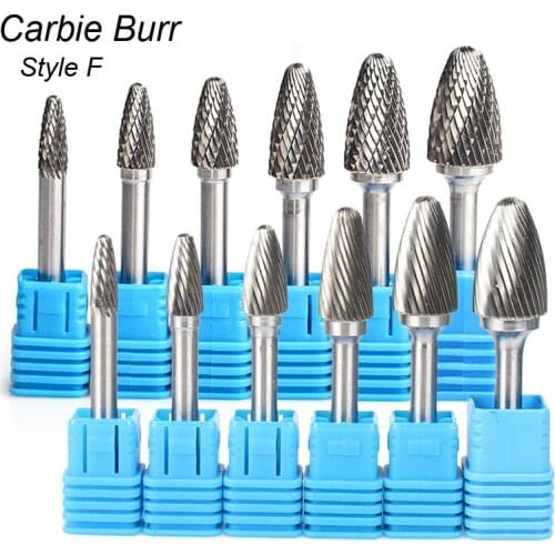 Style F Tree 6mm 1/4 Shank Mould Carving Tools Tungsten Carbide Rotary File Burr Milling Cutter CNC Engraving for Metal Steel