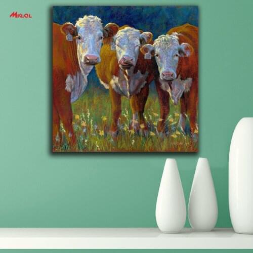 Three Cattle Brothers Oil Painting Wall Art Picture Paiting Canvas Paints Home Decor Abstract Print Painting Modern Wall Decor