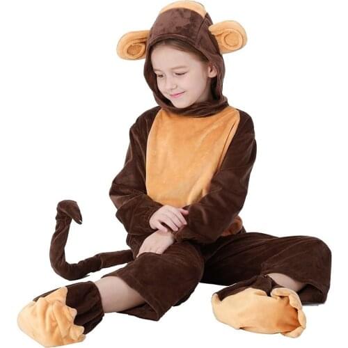 Boy Girl Animal Onesie Monkey Pajamas Child Kid Halloween Book Week Monkey Cosplay Outfit