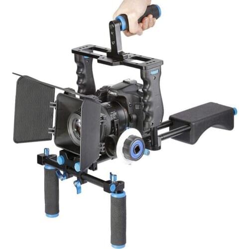 CINEPIECE Aluminum Alloy Camera Camcorder Video Shoulder Mount Kit Film Making System with Cage 15mm Rod Matte Box Follow Focus
