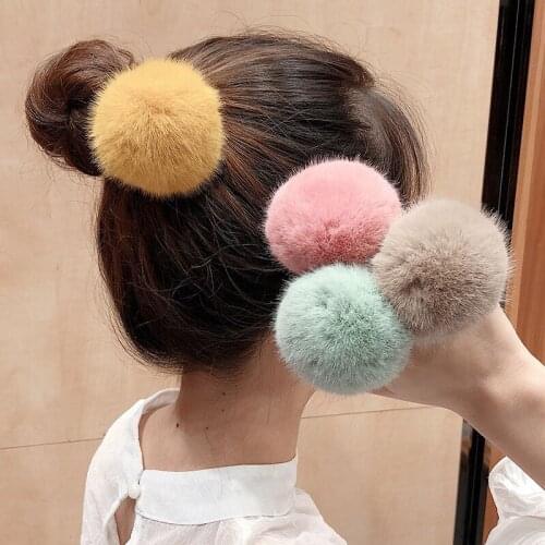 Lovely Imitation Rabbit Fur Plush Elastic Hair Rope Elastic Hair Rubber Bands Candy Color Soft Warm Hair Ties Hair Accessories