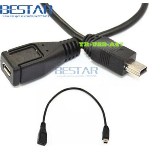 Mini USB 2.0 B 5-Pin 5pin 5 pin male to USB 2.0 Micro female DATA charging charge Adapter cable cord 0.25M 25cm