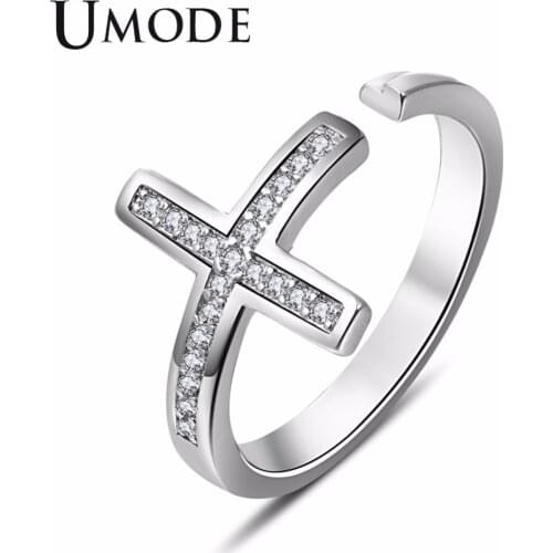 UMODE Cross Fashionable CZ Wedding Open Rings for Women Engagement Womens designer Jewelry Luxury Accessories Jewellery UR0431