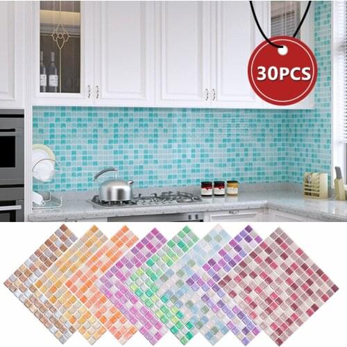Mosaic Tile 3D Wall Stickers PVC Waterproof Oil-Proof Self Adhesive Wallpaper for Kitchen Backsplash Bathroom Living Room Decor