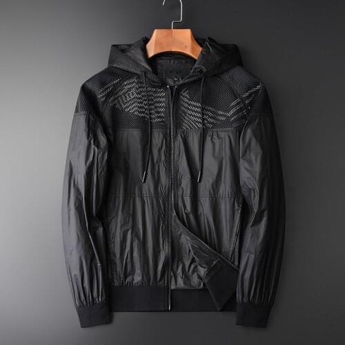 Hooded Male Plus Size 4xl Luxury Inner Printed Mesh Splice Mens And Coats Spring Slim Fit Man Jackets