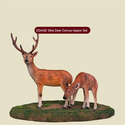 EDAGE Sika Deer Cervus nippon Set Figure Animal Figure Desktop Decoration Collector Toy Gift