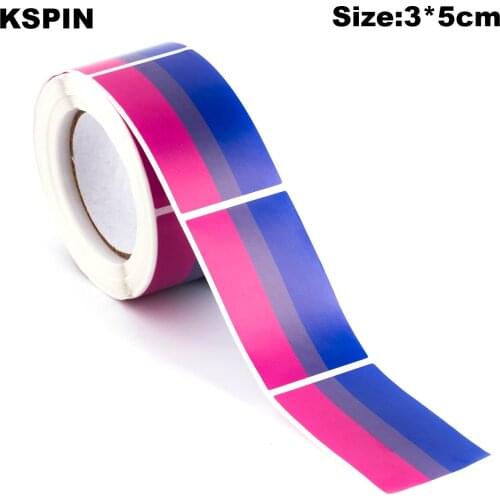 500PCS Stickers 3*5CM Bisexual pride Paper Sticker Label Packaging Seals Crafts Favor Tag Toppers Labels
