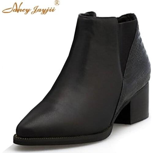 Nancyjayjii Women Fashion Shoes Hight Heel Pointed Toe Ankle Boots For Woman Casual&Office&Career&Outdoor,Zapatos Large size4-16