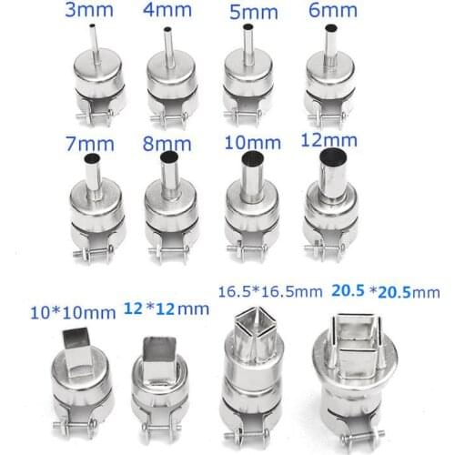 12 Pcs Hot Sale Square Round Hot Air Wind Nozzle For 850 Universal Soldering Station Wind Tsui BGA Plant Tin Nozzle Repair Tools