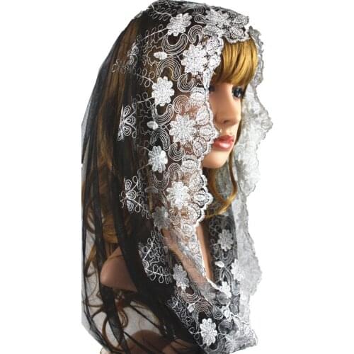 New Design Infinity Lace Veil Chapel Scarf Head Covering for Lady Catholic Lace Veil Wholesale