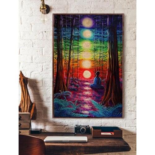 Chakra Art Poster, Chakra Meditation Art, Yoga Studio Decor, The Seven Chakras Print, Yoga Lover Gift, Chakra Wall Art, Yoga Art