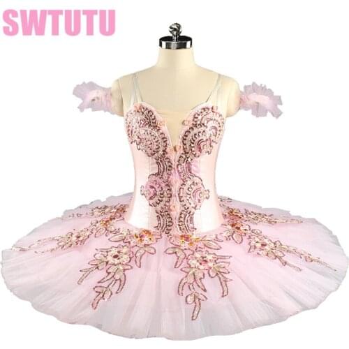 Professional Ballet Tutu Pink Women Nutcracker Fairy Doll Ballet Stage Costumes Sleeping Beauty Pancake Tutu BT9153
