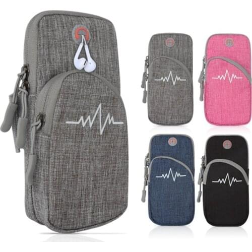 Adjustable Phone Arm Bag, Soft Running Armband Sports Phone Pouch Arm Case Holder with Earphone for Women Men iPhone Cards Money