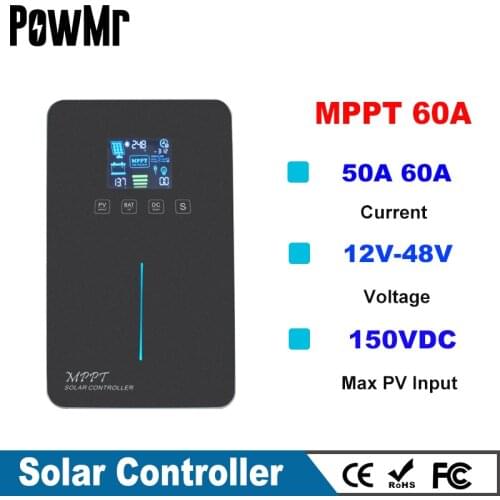 MPPT Solar Charge Controller 50A 60A 12V 24V 36V 48V Auto Backlight LCD Newest Intelligent Solar Panel Regulator Runner-60A 50A
