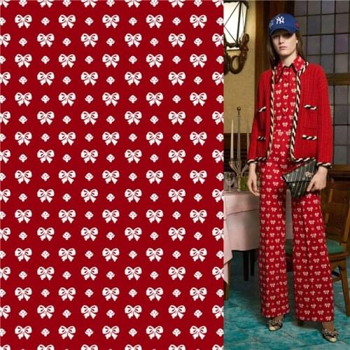 Custom bow pattern printed fabric cloth natural cotton thin section high-end floral girls dress DIY clothing patchwork material