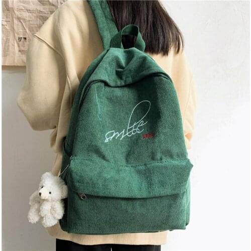 Corduroy 2021 Women Backpack College Style Female School Bags Casual Travel Backpacks Female Classic Leisure Women Bags