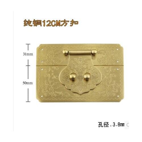 Antique lock box buckle wooden case hardware pure copper accessories jewelry box vintage furniture vintage lock 12cm