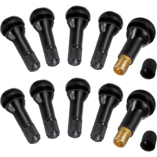 VODOOL Car TR413 Snap-in Rubber Tubeless Tire Valve Stems Vehicle Tyre Replacement Valve Cap Cover Kit For ATV Bike Motorcycle